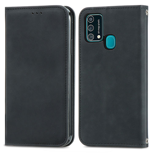 Leather Case Stands Flip Cover Holder S04D for Samsung Galaxy F41 Black