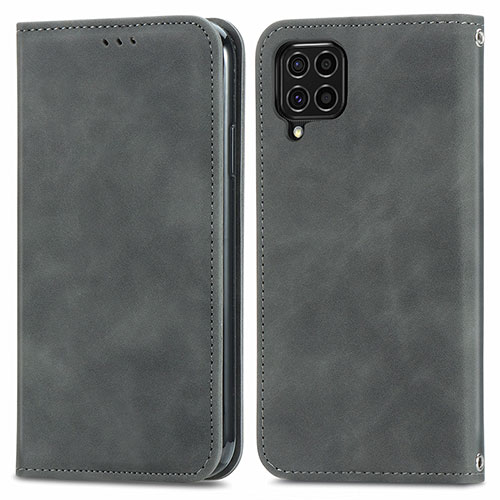 Leather Case Stands Flip Cover Holder S04D for Samsung Galaxy M62 4G Gray