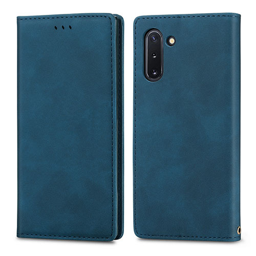 Leather Case Stands Flip Cover Holder S04D for Samsung Galaxy Note 10 5G Blue