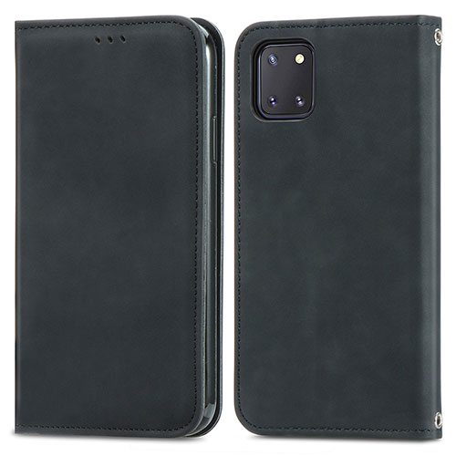 Leather Case Stands Flip Cover Holder S04D for Samsung Galaxy Note 10 Lite Black