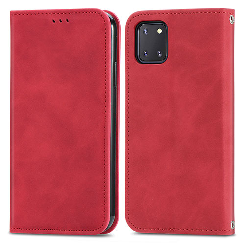 Leather Case Stands Flip Cover Holder S04D for Samsung Galaxy Note 10 Lite Red