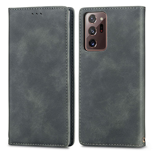 Leather Case Stands Flip Cover Holder S04D for Samsung Galaxy Note 20 Ultra 5G Gray