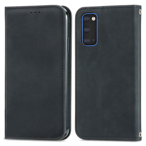 Leather Case Stands Flip Cover Holder S04D for Samsung Galaxy S20 5G Black
