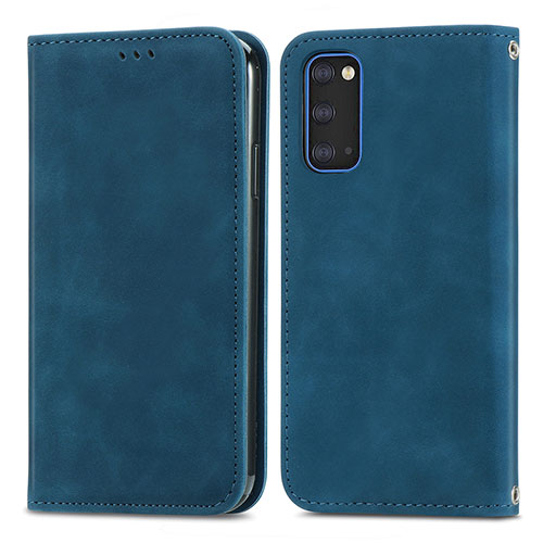 Leather Case Stands Flip Cover Holder S04D for Samsung Galaxy S20 5G Blue