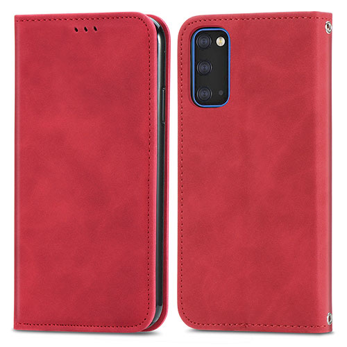 Leather Case Stands Flip Cover Holder S04D for Samsung Galaxy S20 5G Red