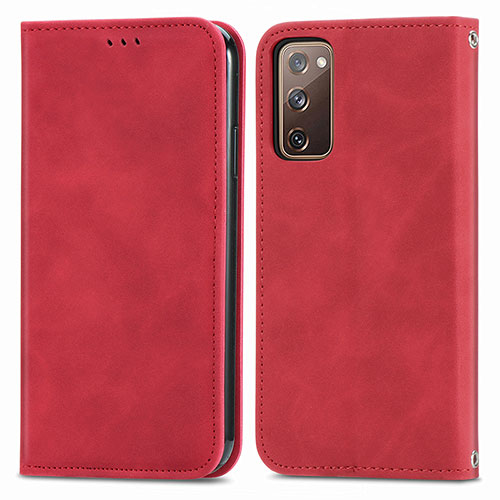 Leather Case Stands Flip Cover Holder S04D for Samsung Galaxy S20 FE 5G Red