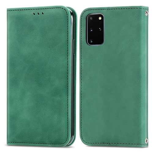 Leather Case Stands Flip Cover Holder S04D for Samsung Galaxy S20 Plus 5G Green