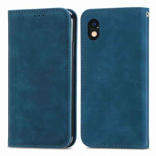 Leather Case Stands Flip Cover Holder S04D for Sony Xperia Ace III Blue