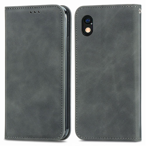 Leather Case Stands Flip Cover Holder S04D for Sony Xperia Ace III Gray