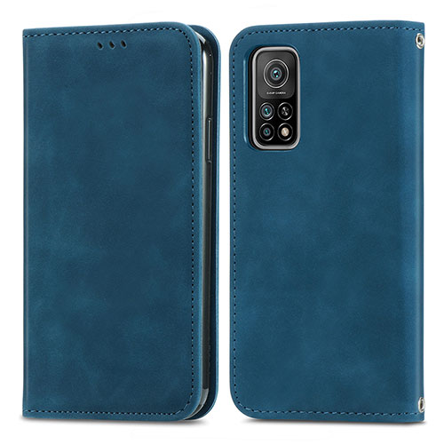 Leather Case Stands Flip Cover Holder S04D for Xiaomi Mi 10T Pro 5G Blue