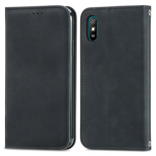 Leather Case Stands Flip Cover Holder S04D for Xiaomi Redmi 9AT Black
