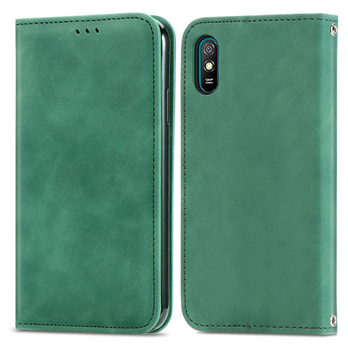 Leather Case Stands Flip Cover Holder S04D for Xiaomi Redmi 9AT Green