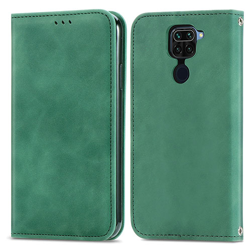 Leather Case Stands Flip Cover Holder S04D for Xiaomi Redmi Note 9 Green