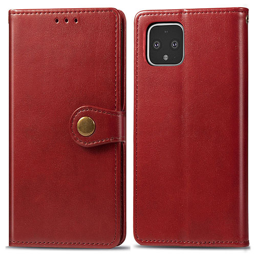 Leather Case Stands Flip Cover Holder S05D for Google Pixel 4 Red