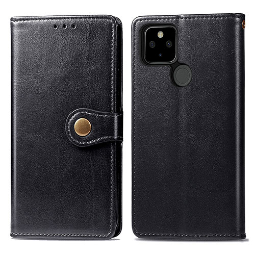Leather Case Stands Flip Cover Holder S05D for Google Pixel 4a 5G Black