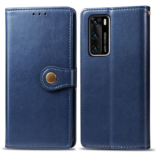 Leather Case Stands Flip Cover Holder S05D for Huawei P40 Blue