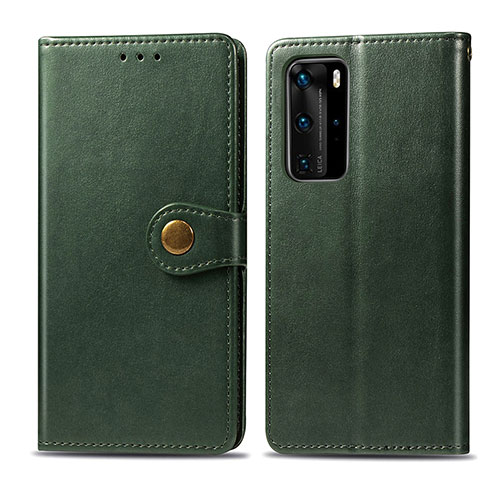 Leather Case Stands Flip Cover Holder S05D for Huawei P40 Pro Green