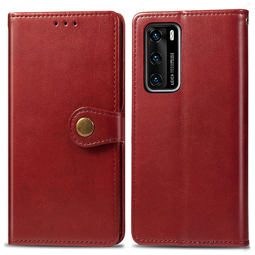 Leather Case Stands Flip Cover Holder S05D for Huawei P40 Red