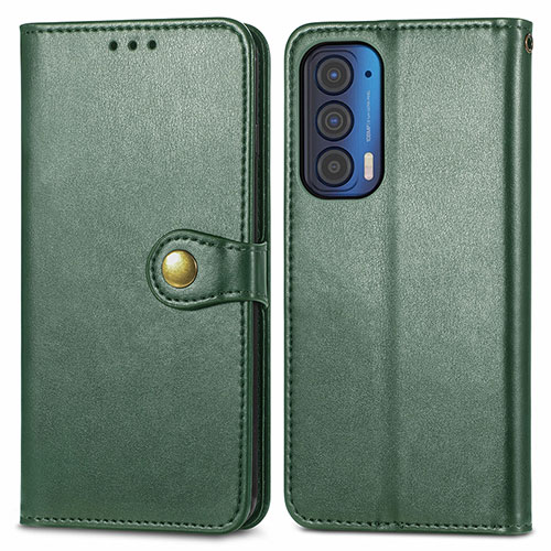 Leather Case Stands Flip Cover Holder S05D for Motorola Moto Edge (2021) 5G Green
