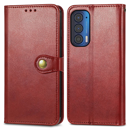 Leather Case Stands Flip Cover Holder S05D for Motorola Moto Edge (2021) 5G Red