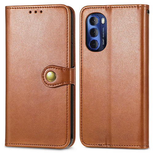 Leather Case Stands Flip Cover Holder S05D for Motorola Moto G Stylus (2022) 4G Brown