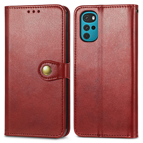 Leather Case Stands Flip Cover Holder S05D for Motorola Moto G22 Red