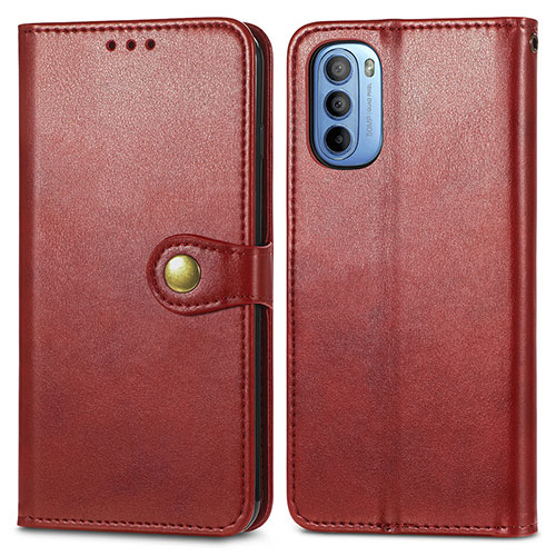 Leather Case Stands Flip Cover Holder S05D for Motorola Moto G31 Red