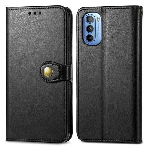 Leather Case Stands Flip Cover Holder S05D for Motorola Moto G41 Black