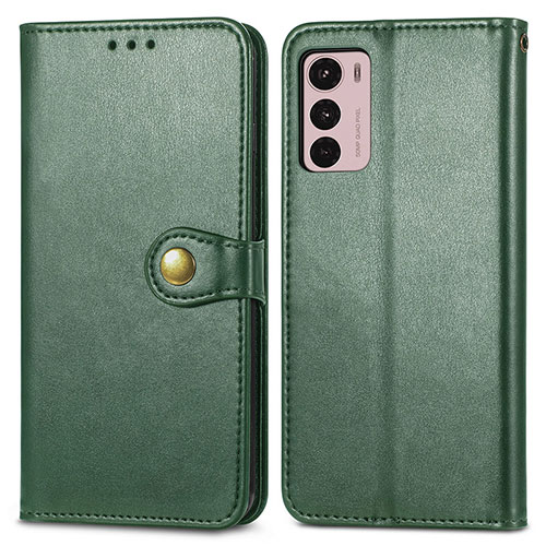 Leather Case Stands Flip Cover Holder S05D for Motorola Moto G42 Green