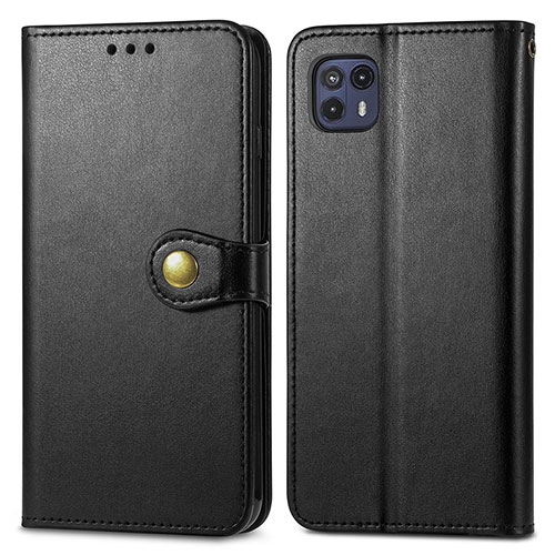 Leather Case Stands Flip Cover Holder S05D for Motorola Moto G50 5G Black