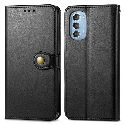 Leather Case Stands Flip Cover Holder S05D for Motorola Moto G51 5G Black