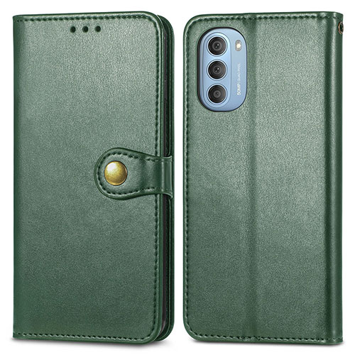 Leather Case Stands Flip Cover Holder S05D for Motorola Moto G51 5G Green
