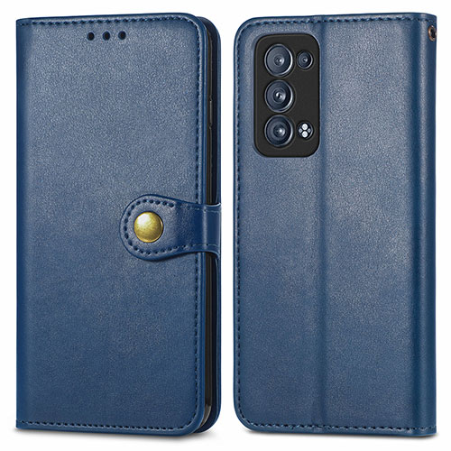 Leather Case Stands Flip Cover Holder S05D for Oppo Reno6 Pro 5G Blue