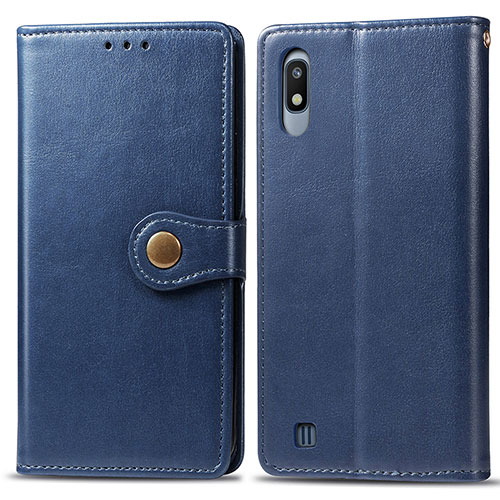 Leather Case Stands Flip Cover Holder S05D for Samsung Galaxy A10 Blue