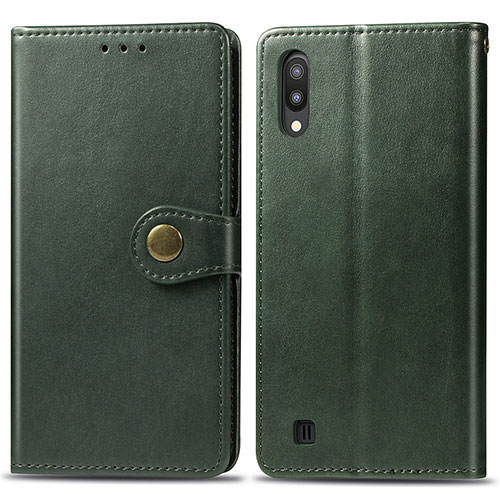 Leather Case Stands Flip Cover Holder S05D for Samsung Galaxy M10 Green