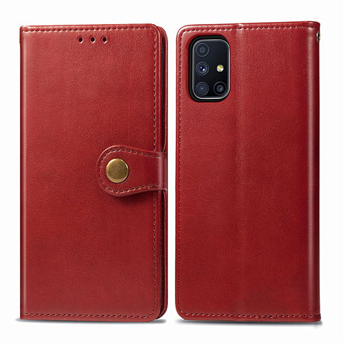 Leather Case Stands Flip Cover Holder S05D for Samsung Galaxy M51 Red