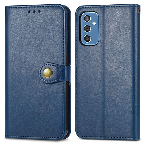 Leather Case Stands Flip Cover Holder S05D for Samsung Galaxy M52 5G Blue