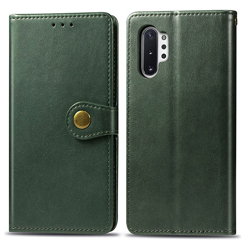 Leather Case Stands Flip Cover Holder S05D for Samsung Galaxy Note 10 Plus 5G Green