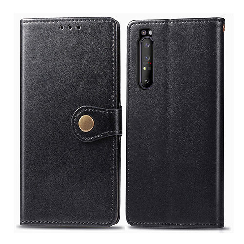 Leather Case Stands Flip Cover Holder S05D for Sony Xperia 1 II Black