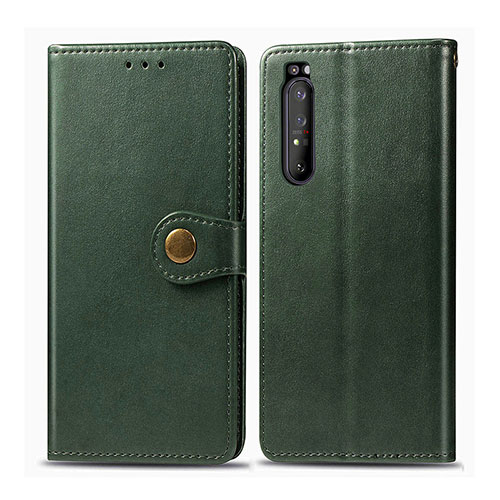 Leather Case Stands Flip Cover Holder S05D for Sony Xperia 1 II Green