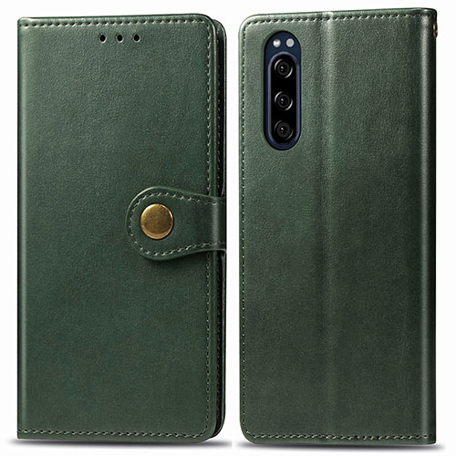 Leather Case Stands Flip Cover Holder S05D for Sony Xperia 5 Green