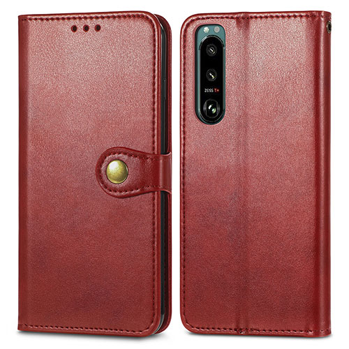 Leather Case Stands Flip Cover Holder S05D for Sony Xperia 5 IV Red