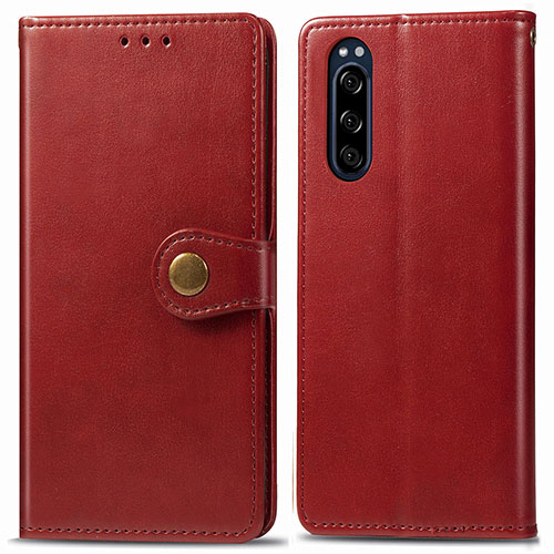 Leather Case Stands Flip Cover Holder S05D for Sony Xperia 5 Red