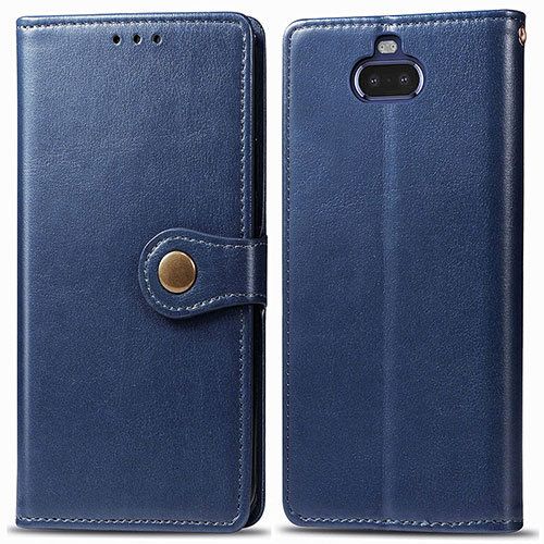 Leather Case Stands Flip Cover Holder S05D for Sony Xperia 8 Lite Blue