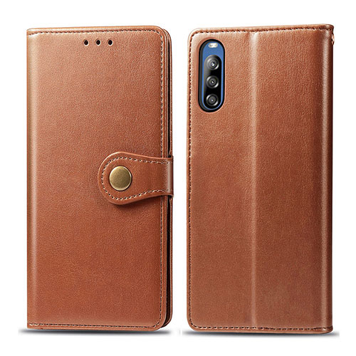 Leather Case Stands Flip Cover Holder S05D for Sony Xperia L4 Brown