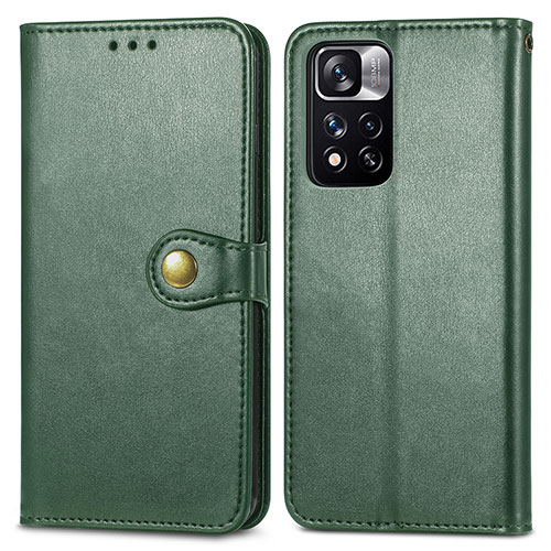 Leather Case Stands Flip Cover Holder S05D for Xiaomi Redmi Note 11 Pro+ Plus 5G Green