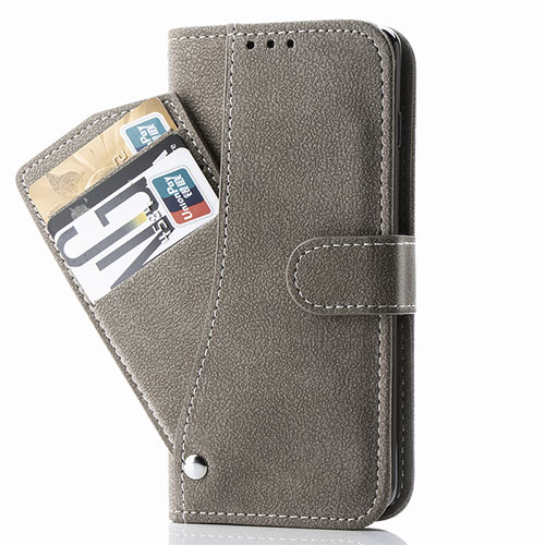 Leather Case Stands Flip Cover Holder S06D for Samsung Galaxy S20 Gray