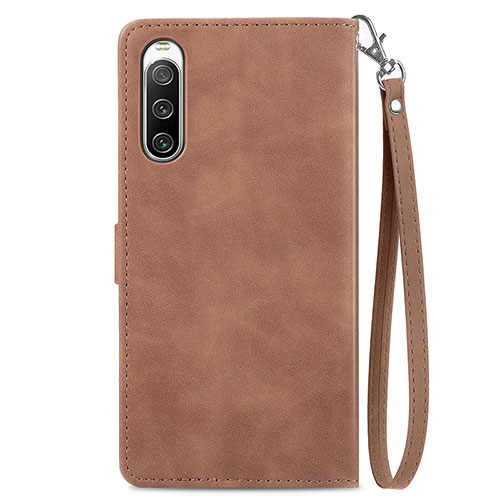Leather Case Stands Flip Cover Holder S06D for Sony Xperia 10 IV Brown