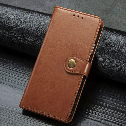 Leather Case Stands Flip Cover Holder S07D for Google Pixel 4 Brown