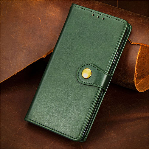 Leather Case Stands Flip Cover Holder S07D for Google Pixel 5 Green